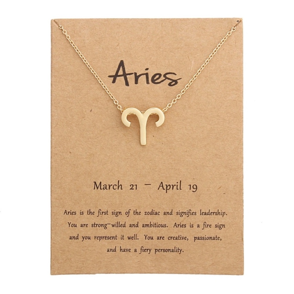 Aries - Zodiac ♈️ Sign Necklace with Card